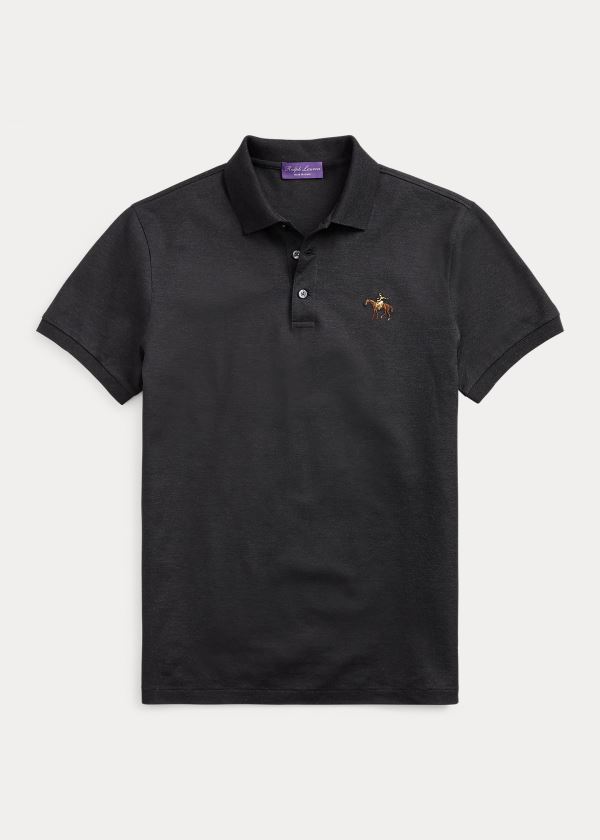 Camisa Polo Ralph Lauren Hombre Grises Oscuro - Custom Fit Piqué - YFKZP7046